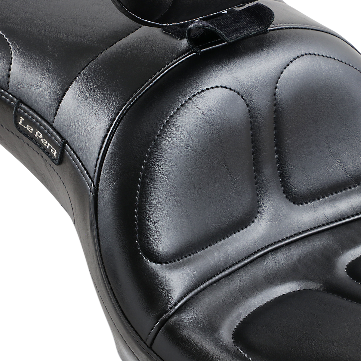 LE PERA Maverick Seat - with Backrest - Stitched - Black - FLD/FXD '06-'17 LK-970BR