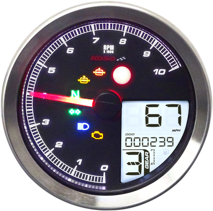 KOSO NORTH AMERICA TNT-04 Multifunction Meter - Silver Bezel - 3.3" Diameter x 2.19" D BA051401