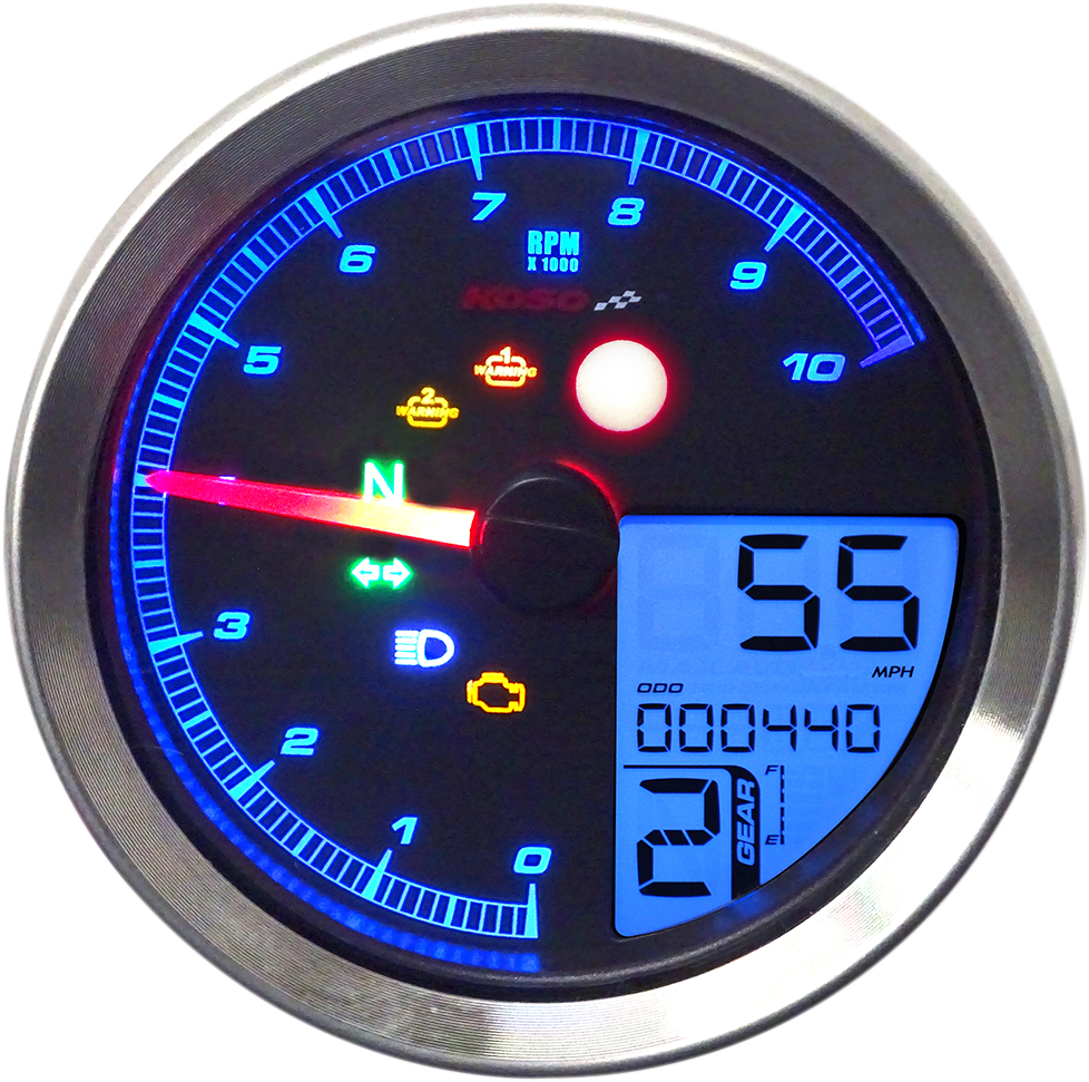 KOSO NORTH AMERICA TNT-04 Multifunction Meter - Silver Bezel - 3.3" Diameter x 2.19" D BA051401