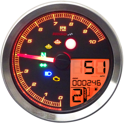 KOSO NORTH AMERICA TNT-04 Multifunction Meter - Silver Bezel - 3.3" Diameter x 2.19" D BA051401