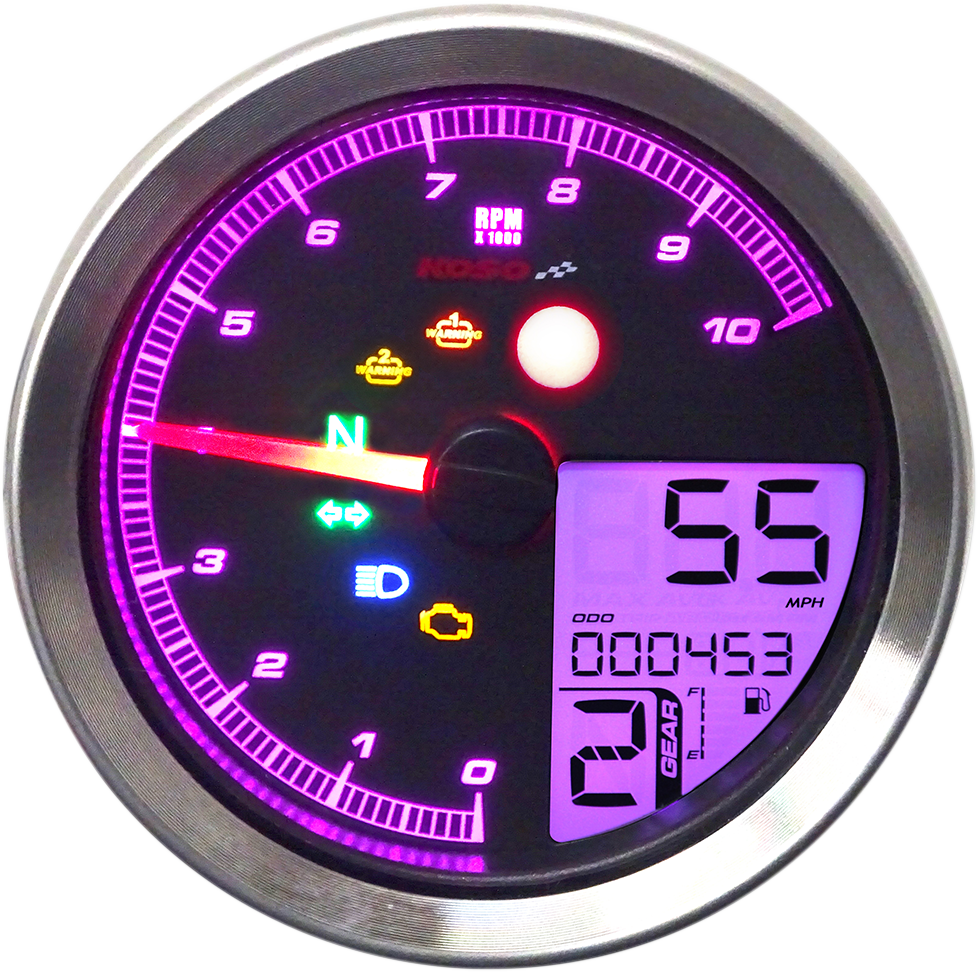 KOSO NORTH AMERICA TNT-04 Multifunction Meter - Silver Bezel - 3.3" Diameter x 2.19" D BA051401