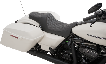 DRAG SPECIALTIES SEATS Predator III Seat - Double Diamond - Black Stitiched - FL '08-'23 0801-1114