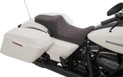 DRAG SPECIALTIES SEATS Predator III Seat - Double Diamond - Red Stitched - FL '08-'23 0801-1116