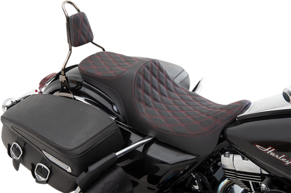 DRAG SPECIALTIES SEATS Predator III 2-Up Seat - Double Diamond - Red Thread - FL '08-'23 0801-1306