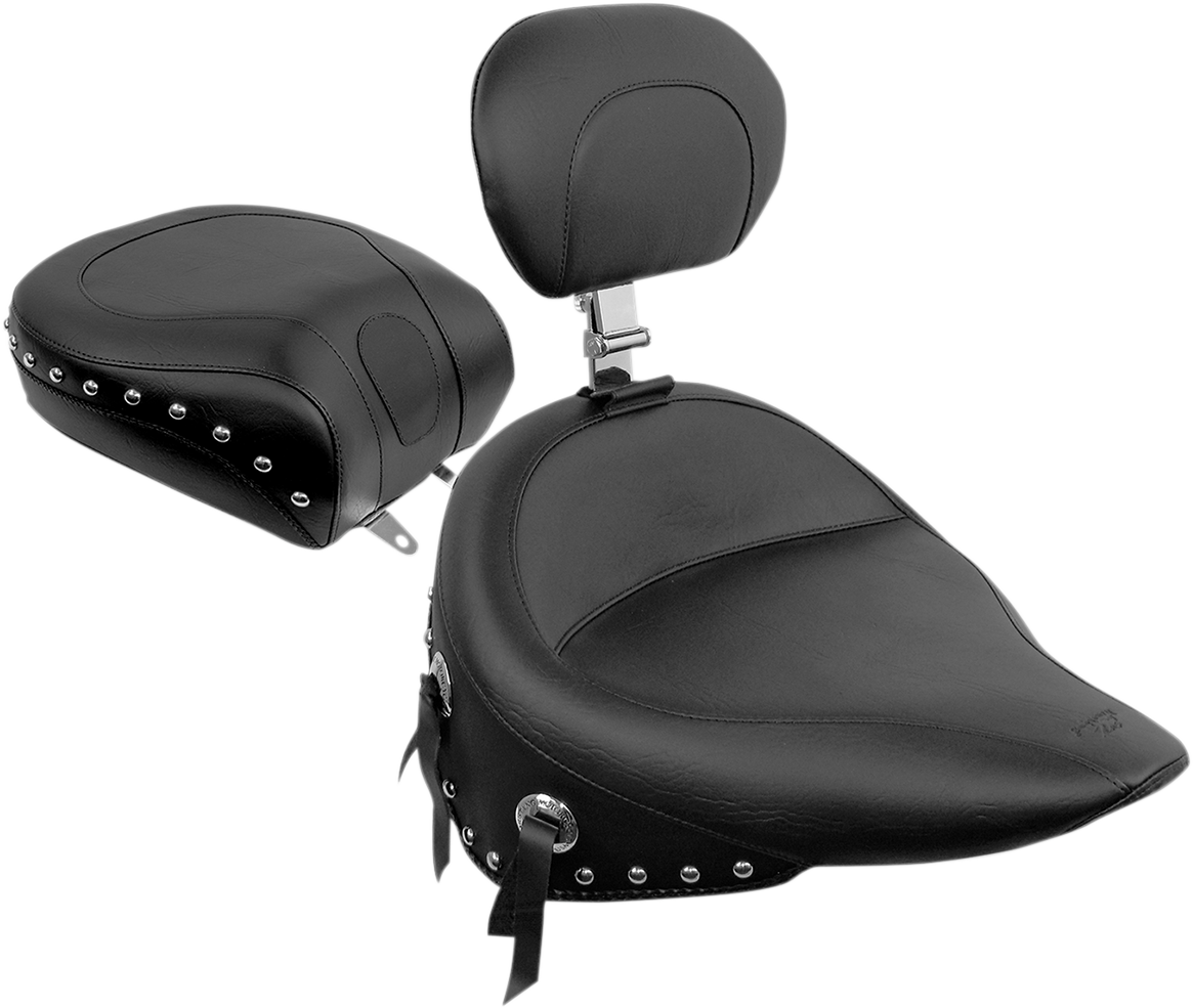 MUSTANG Wide Rear Seat - Studded - Black - Softail '84-'99 79114