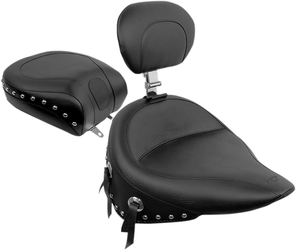 MUSTANG Wide Rear Seat - Studded - Black - Softail '84-'99 79114