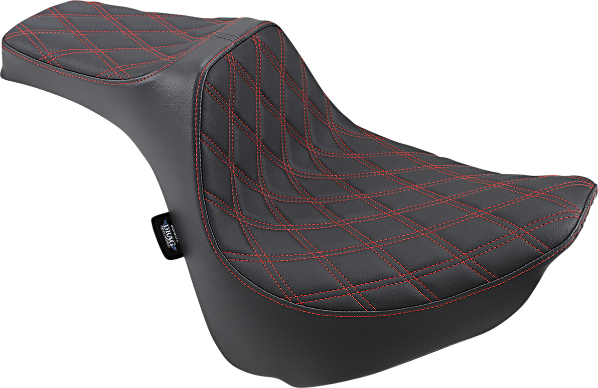 DRAG SPECIALTIES SEATS Predator III Seat - Double Diamond - Red Stitched - FXFB/S '18-'23 0802-1074