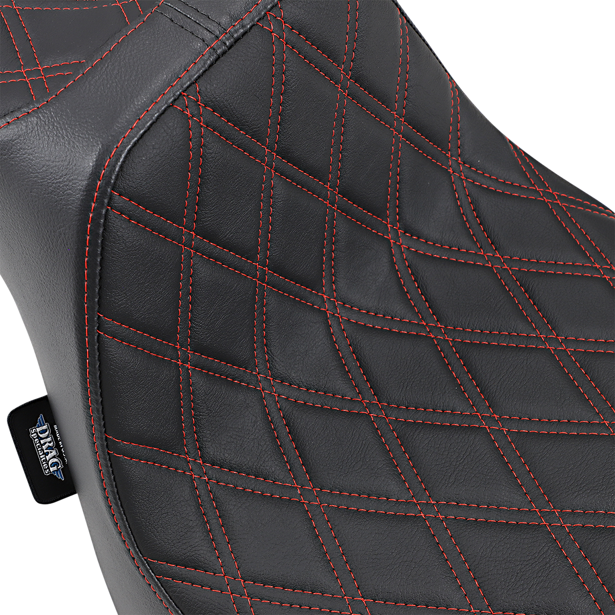 DRAG SPECIALTIES SEATS Predator III Seat - Double Diamond - Red Stitched - FXFB/S '18-'23 0802-1074
