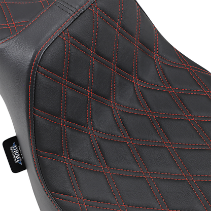 DRAG SPECIALTIES SEATS Predator III Seat - Double Diamond - Red Stitched - FXFB/S '18-'23 0802-1074