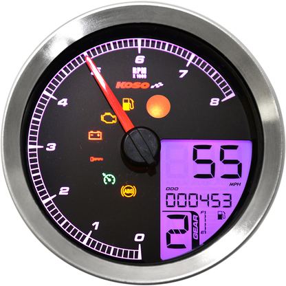 KOSO NORTH AMERICA Multi-Function Speedometer/Tachometer - HD-04 - Chrome BA051221