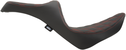 DRAG SPECIALTIES SEATS Predator III Seat - Double Diamond - Red Stitching - FL/FX '18-'23 0802-1147