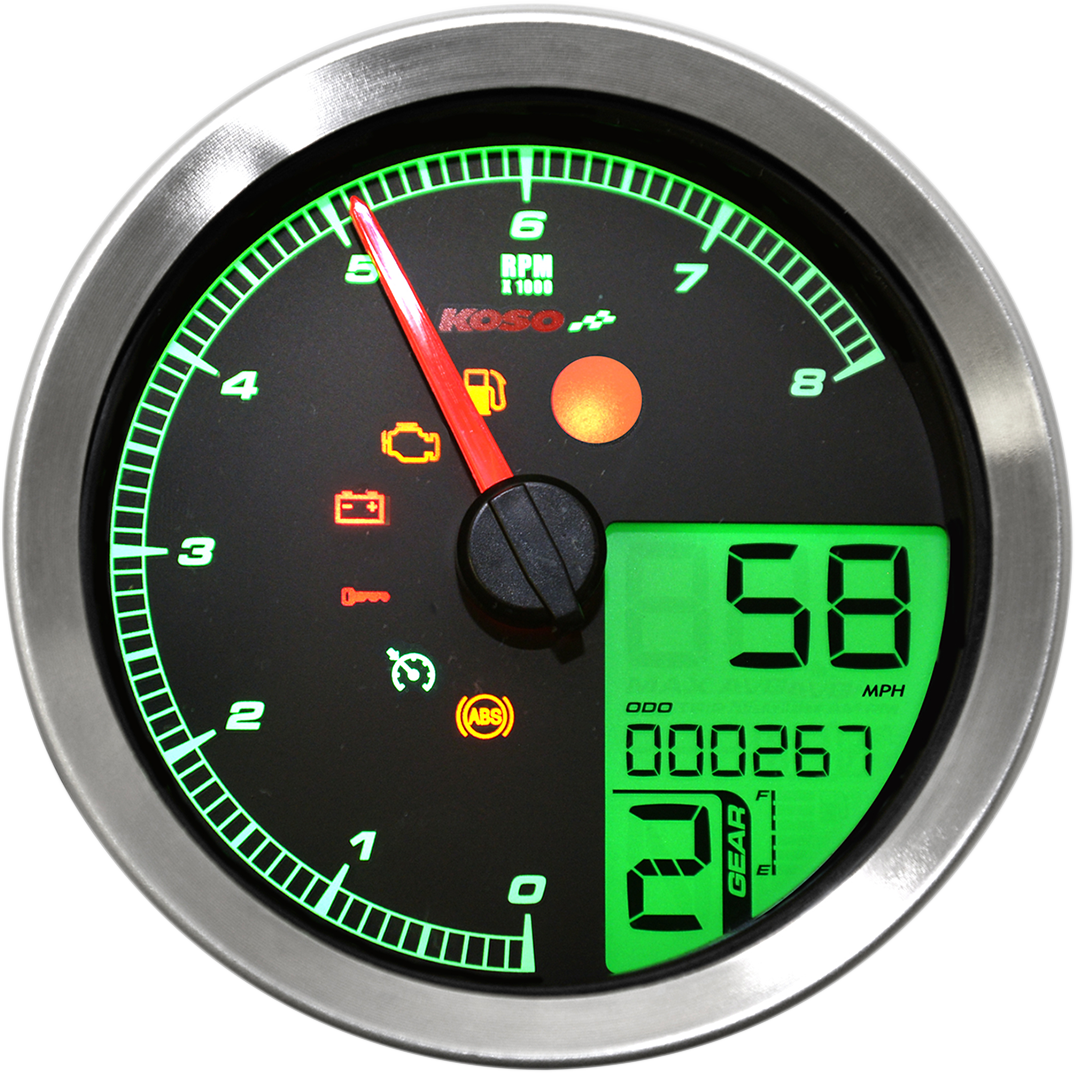 KOSO NORTH AMERICA Multi-Function Speedometer/Tachometer - HD-04 - Black BA051231