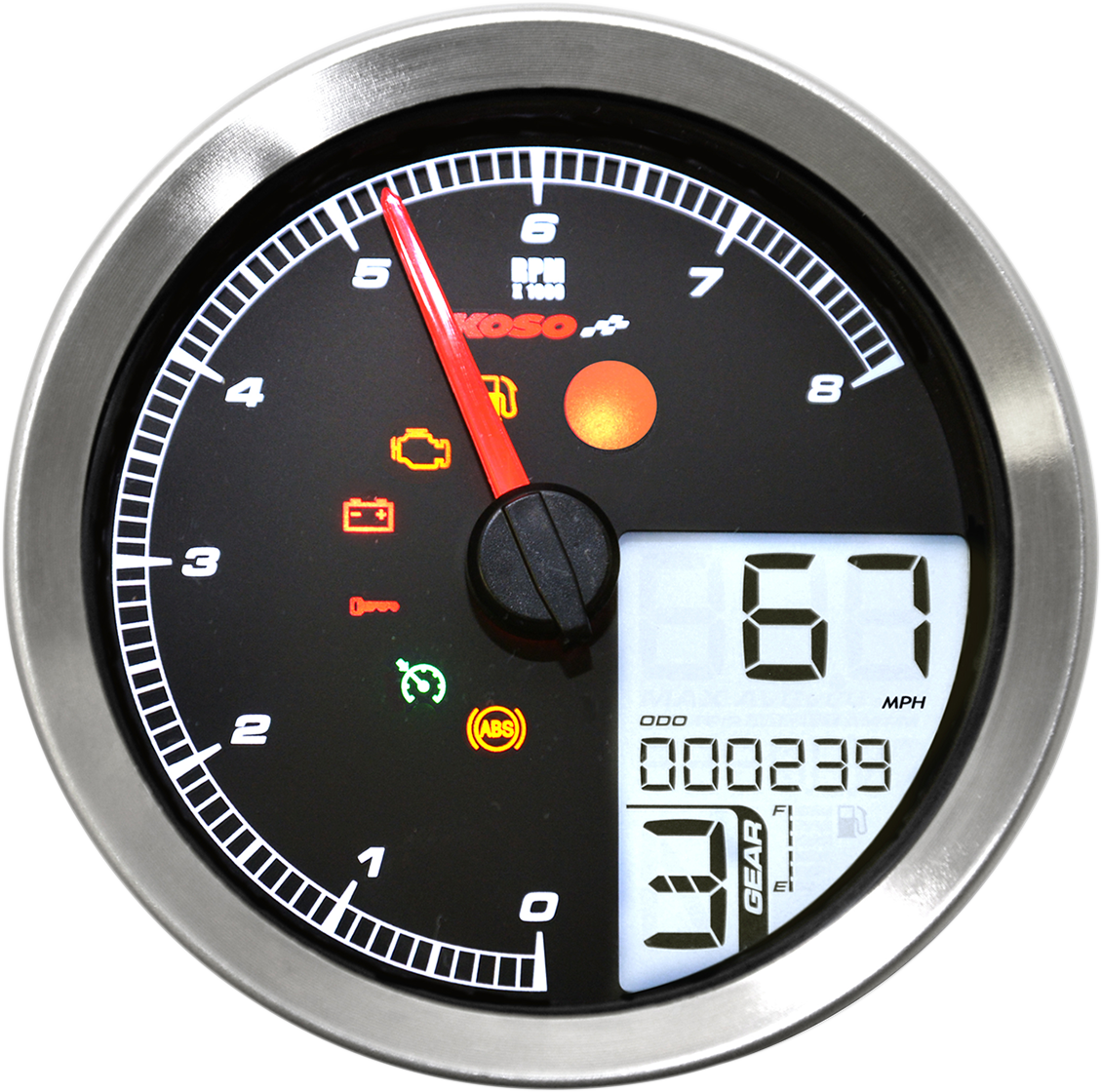 KOSO NORTH AMERICA Multi-Function Speedometer/Tachometer - HD-04 - Black BA051231