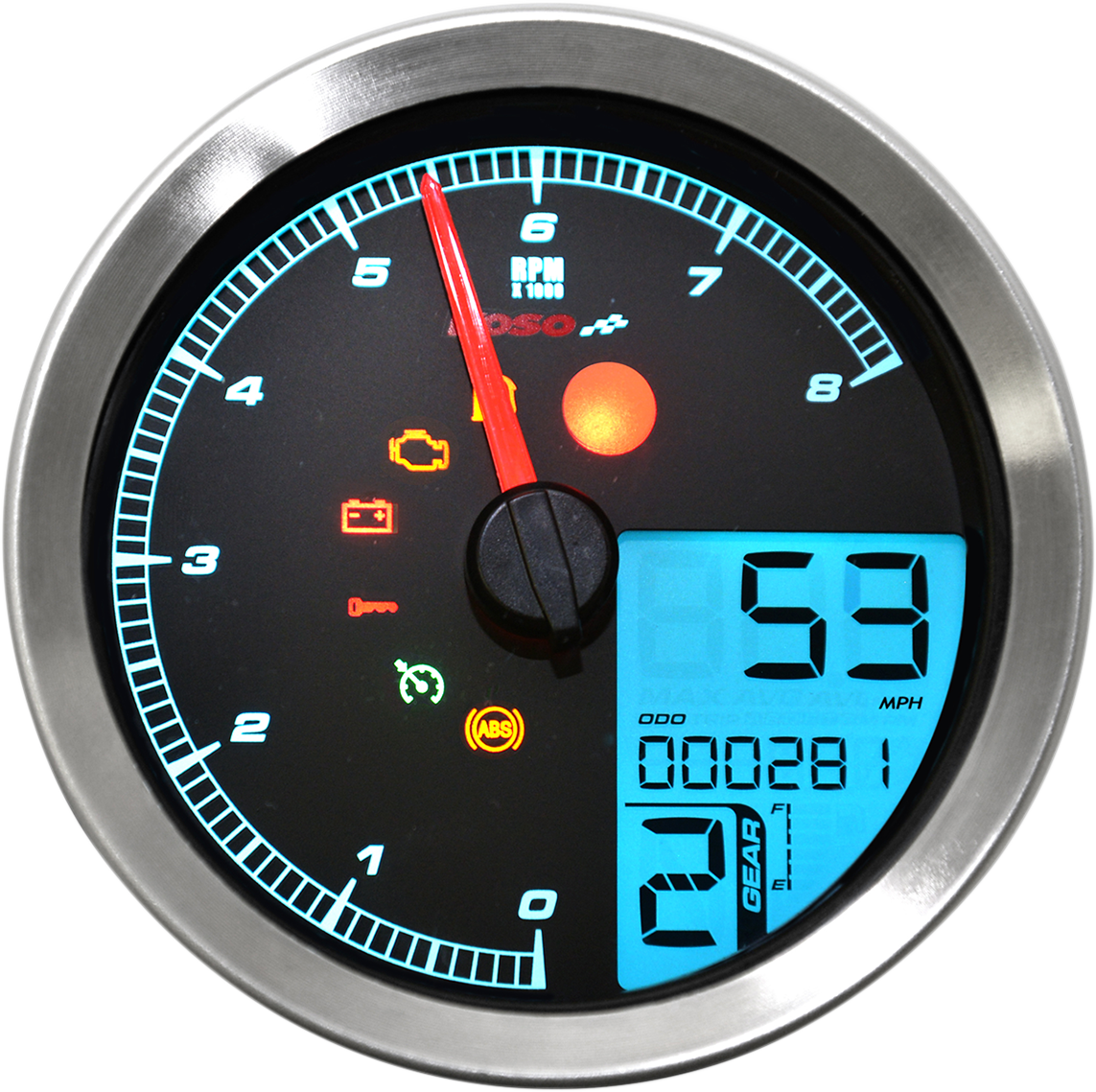 KOSO NORTH AMERICA Multi-Function Speedometer/Tachometer - HD-04 - Black BA051231