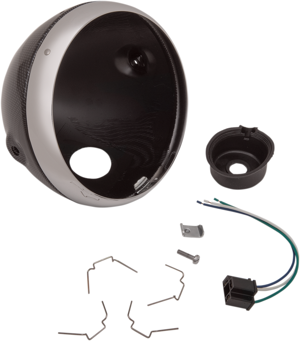 EMGO Lucas Style Headlight Shell - 7" - Faux Carbon 66-65069