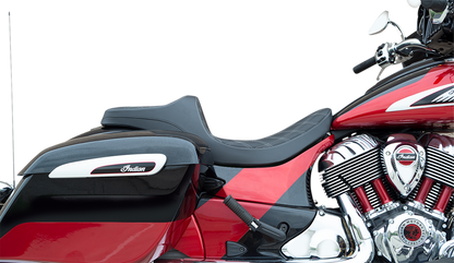 DRAG SPECIALTIES SEATS Predator III Seat - Double Diamond - Silver Stitching - Vinyl - Indian '14-'22 0810-2263