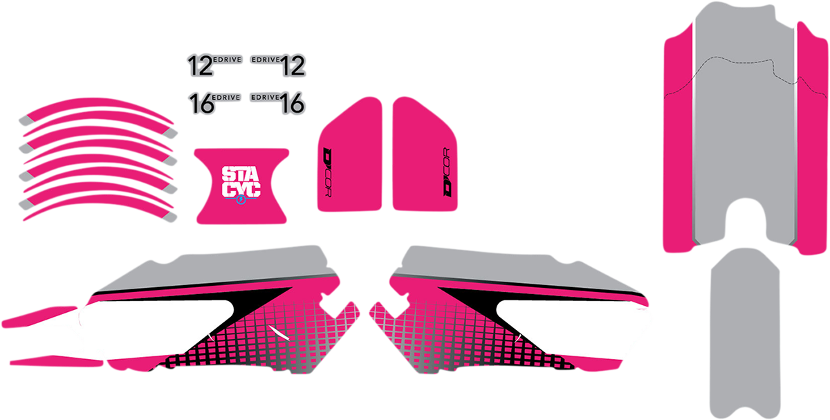 D'COR VISUALS STACYC™ Stability Cycle Graphic Kit - 12" & 16" - Pink 10-80-203