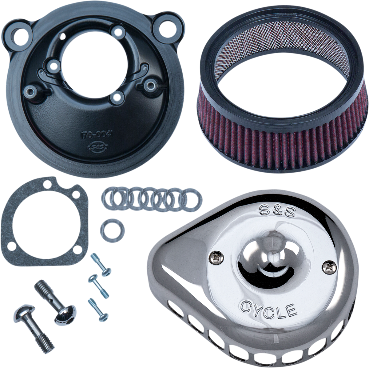 S&S CYCLE Mini Teardrop Stealth Air Cleaner Kit - Chrome 170-0439C