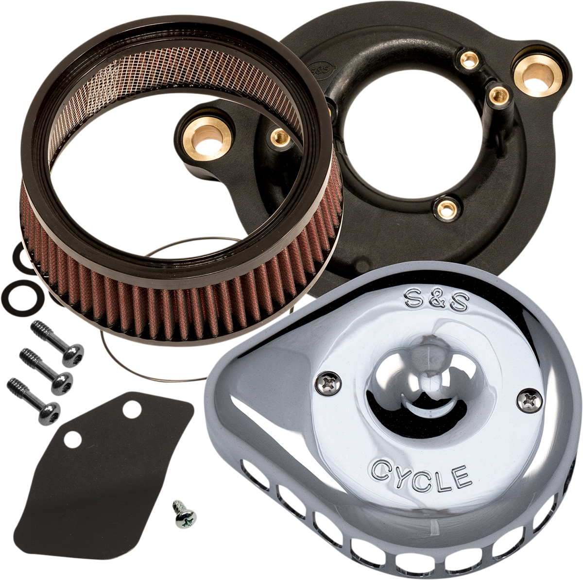 S&S CYCLE Mini Teardrop Stealth Air Cleaner Kit - Chrome 170-0435C