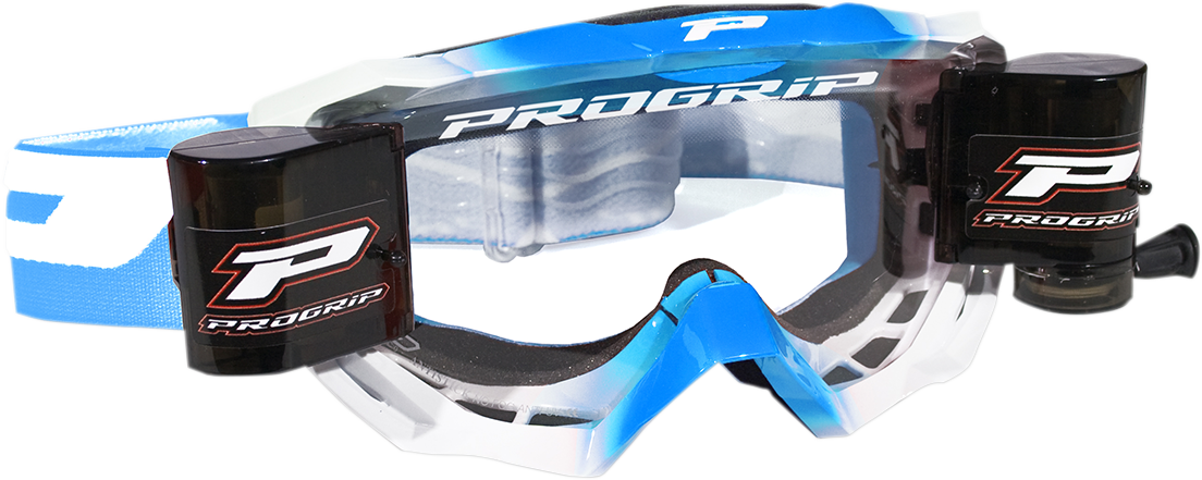 PRO GRIP 3200 Roll-Off Goggle - Venom - Light Blue/White - Clear Lens PZ3200ROAZBI