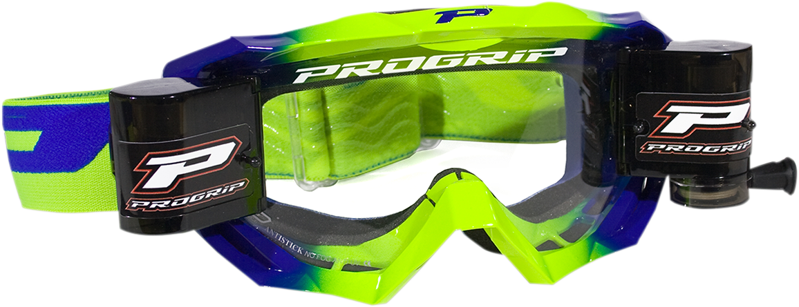 PRO GRIP 3200 Roll-Off Goggle - Venom - Fluorescent Yellow/Blue - Clear Lens PZ3200ROGFBE