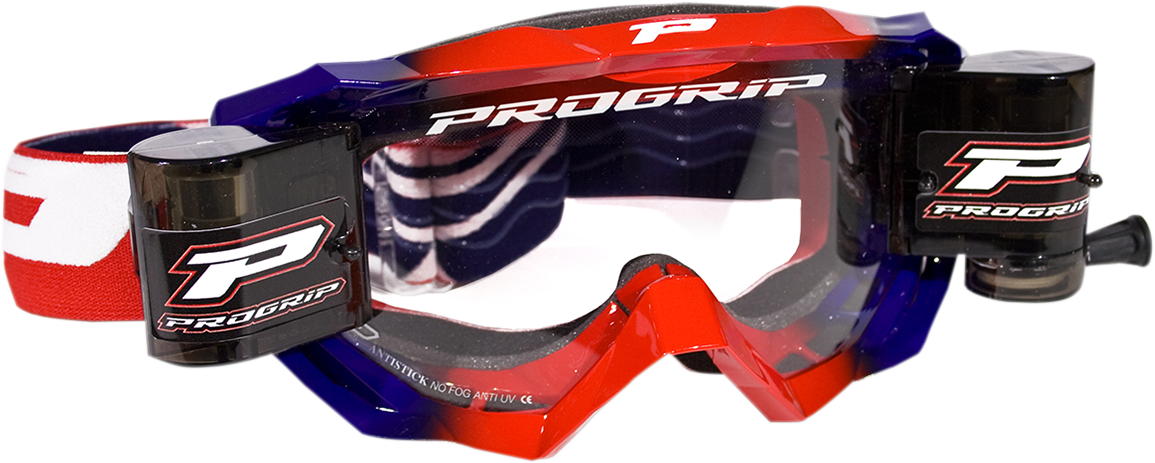 PRO GRIP 3200 Roll-Off Goggle - Venom - Red/Blue - Clear Lens PZ3200ROROBL