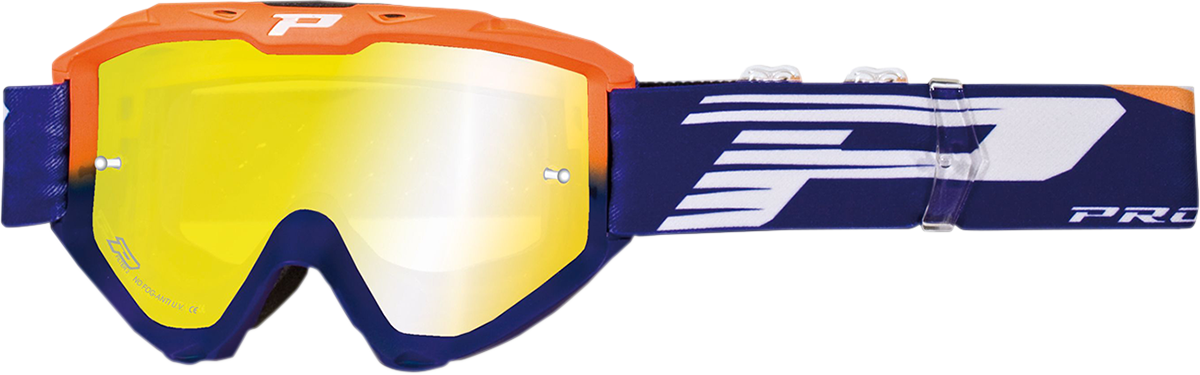 PRO GRIP 3450 FL Goggle - Riot - Orange Fluo/Blue - Yellow Mirror Lens PZ3450AFBLFL