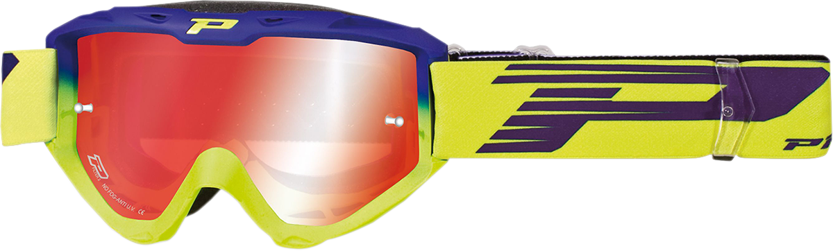 PRO GRIP 3450 FL Goggle - Riot - Electric Blue/Yellow Fluo - Orange Mirror Lens PZ3450BEGFFL