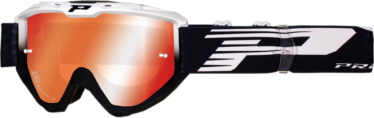 PRO GRIP 3450 FL Goggle - Riot - White/Black - Orange Mirror Lens PZ3450BINEFL