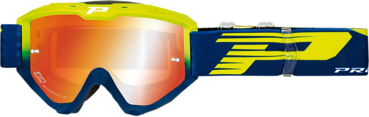 PRO GRIP 3450 FL Goggle - Riot - Yellow Fluo/Navy - Orange Mirror Lens PZ3450GFBLFL
