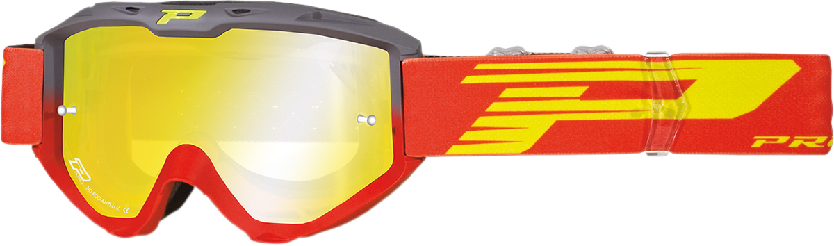 PRO GRIP 3450 FL Goggle - Riot - Gray/Red - Yellow Mirror Lens PZ3450GRROFL