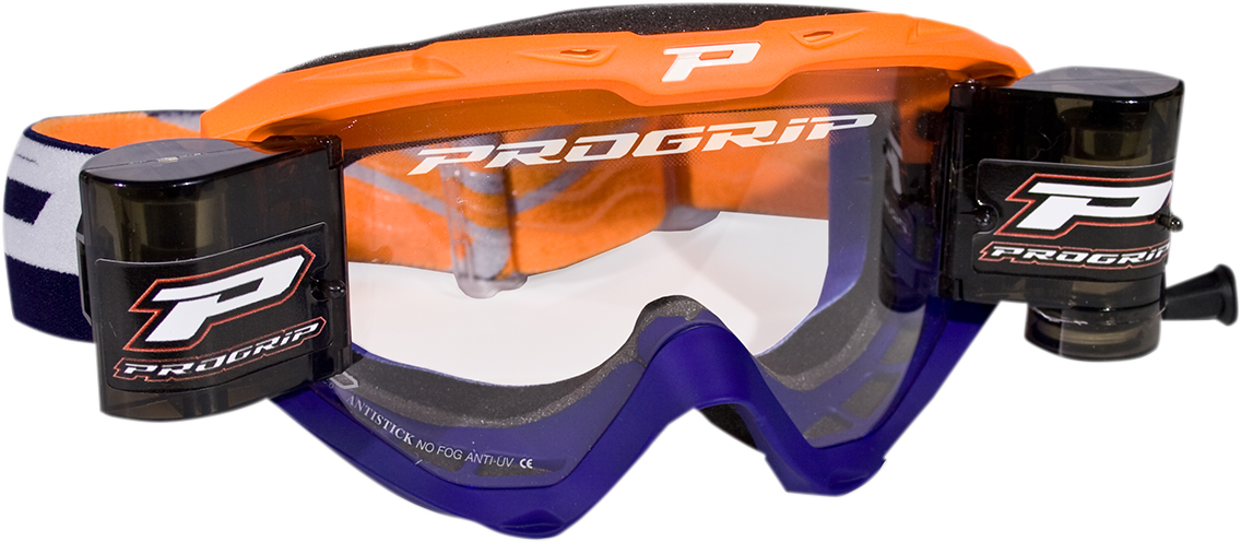 PRO GRIP 3450 Goggle - Riot - Roll-Off - Blue/Orange Fluo - Clear Lens PZ3450ROAFBL