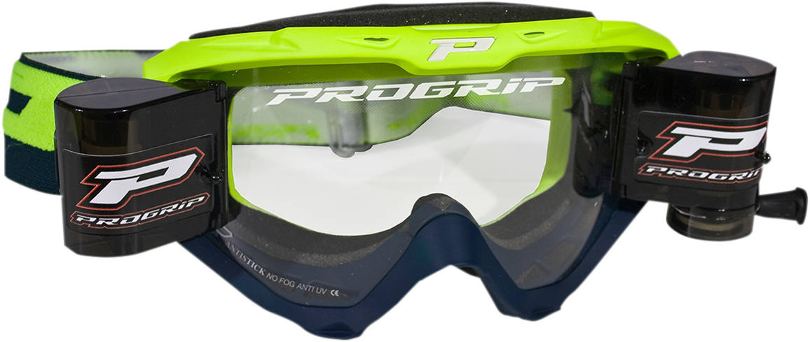 PRO GRIP 3450 Goggle - Riot - Roll-Off - Yellow Fluo/Navy - Clear Lens PZ3450ROGFBL