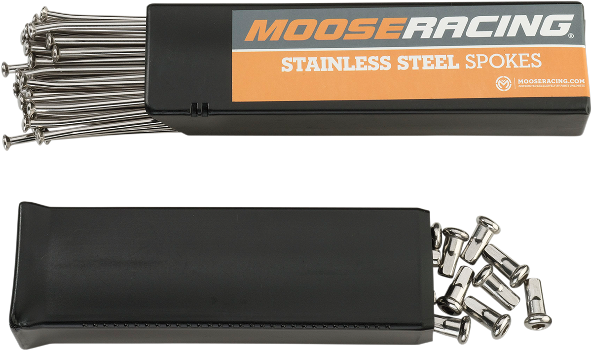 MOOSE OFFROAD Spoke Set with Nipples - Stainless Steel - Rear - 19" - Honda CR/CRF 1-22-109-S