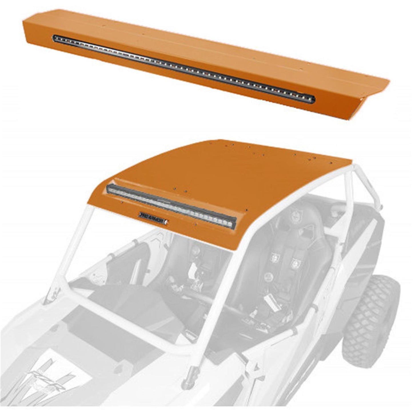 Asylum Roof W/Rear Light & Lt Bar Pckt Orange Rust Metal