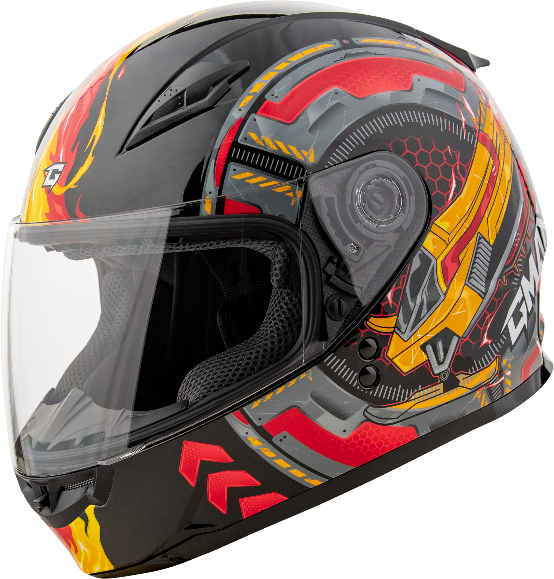 Gm 49y Charge Helmet Black/Red/Yellow Ys