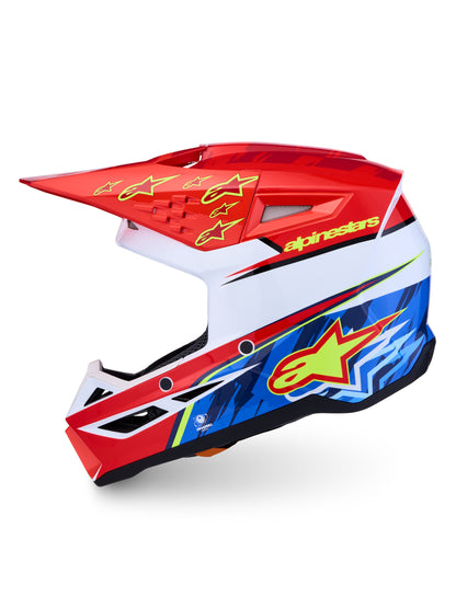 S M3 Falcon Helmet Ece06/Dot Red Fl/Wht/Blue/Yl Flgl 2x
