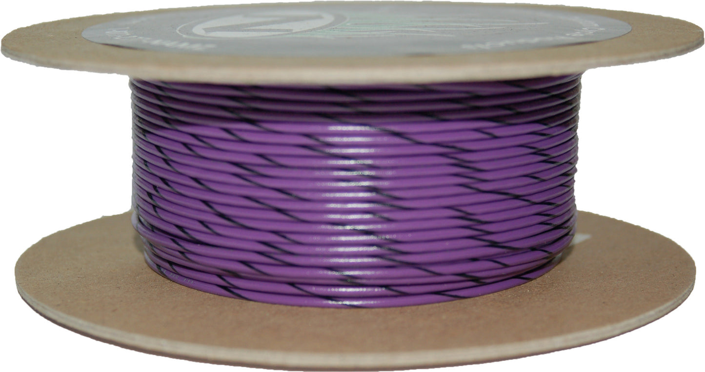 100' Spool 20 Gauge Wire (Violet/Black Stripe)