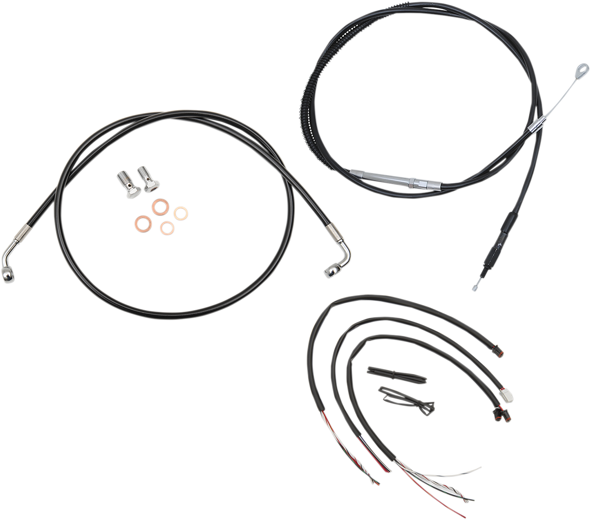 LA CHOPPERS Complete Black Vinyl Braided Handlebar Cable/Brake Line Kit - 12"-14" Handlebars - '18-'22 Softail LA-8153KT2-13B