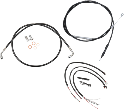 LA CHOPPERS Complete Black Vinyl Braided Handlebar Cable/Brake Line Kit - 18"-20" Handlebars - '18-'22 Softail LA-8153KT2-19B