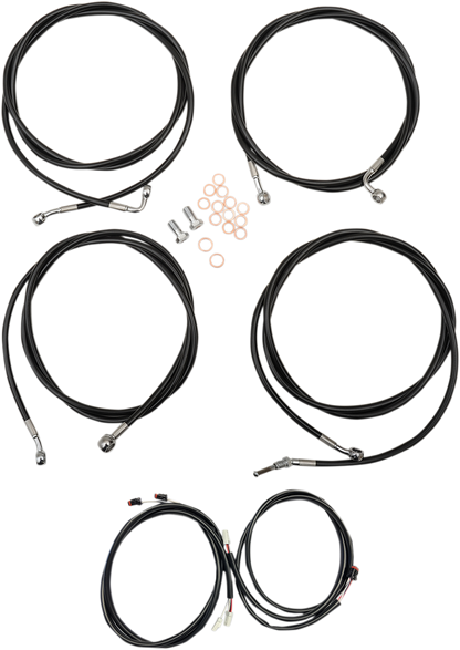 LA CHOPPERS Complete Plug-and-Play Cable Kit - 12" - 14" Handlebars - '17-'20 Touring - ABS - Black LA-8054KT3-13B