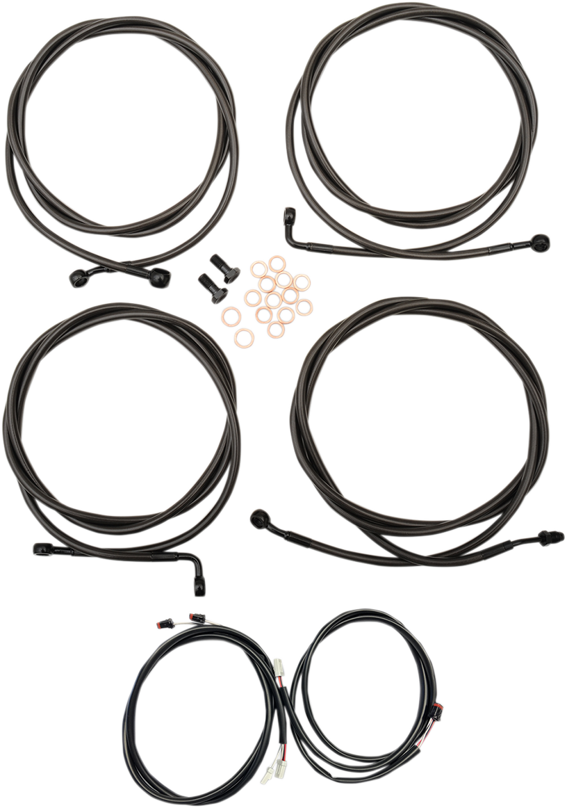 LA CHOPPERS Complete Plug-and-Play Cable Kit - 12" - 14" Handlebars - '17-'20 Touring - ABS - Midnight LA-8054KT3-13M