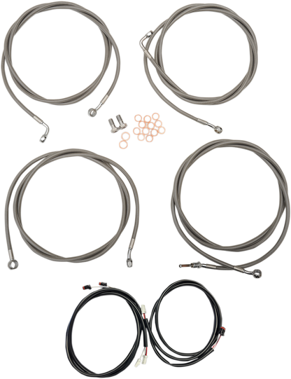 LA CHOPPERS Complete Plug-and-Play Cable Kit - 12" - 14" Handlebars - '17-'20 Touring - ABS - Stainless LA-8054KT3-13