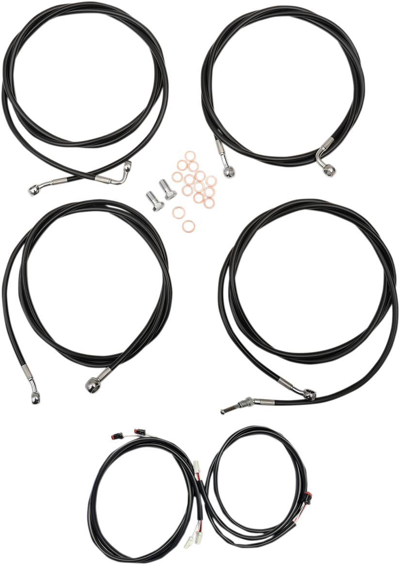 LA CHOPPERS Complete Plug-and-Play Cable Kit - 15" - 17" Handlebars - '17-'20 Touring - ABS - Black LA-8054KT3-16B