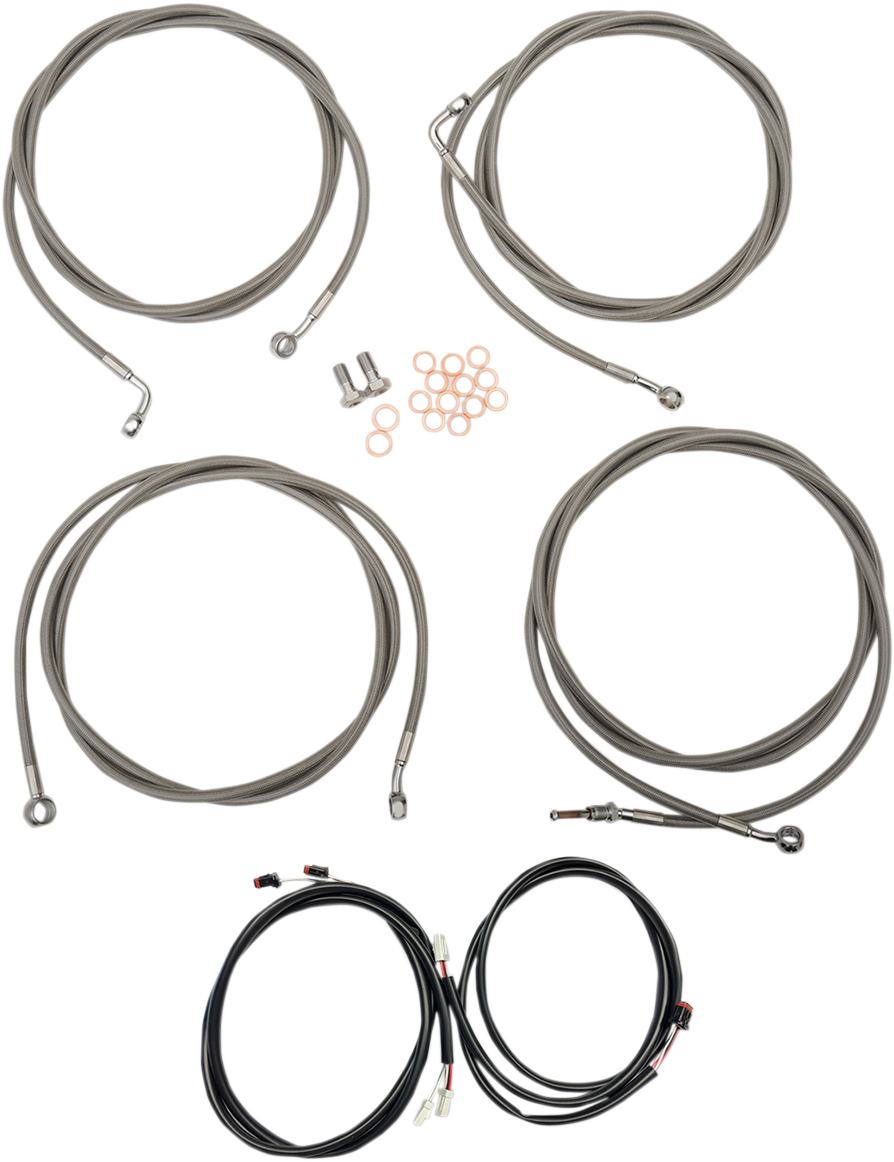 LA CHOPPERS Complete Plug-and-Play Cable Kit - 18" - 20" Handlebars - '17-'20 Touring - ABS - Stainless LA-8054KT3-19