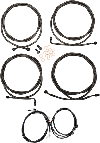 LA CHOPPERS Complete Plug-and-Play Cable Kit - 18" - 20" Handlebars - '17-'20 Touring - ABS - Midnight LA-8054KT3-19M