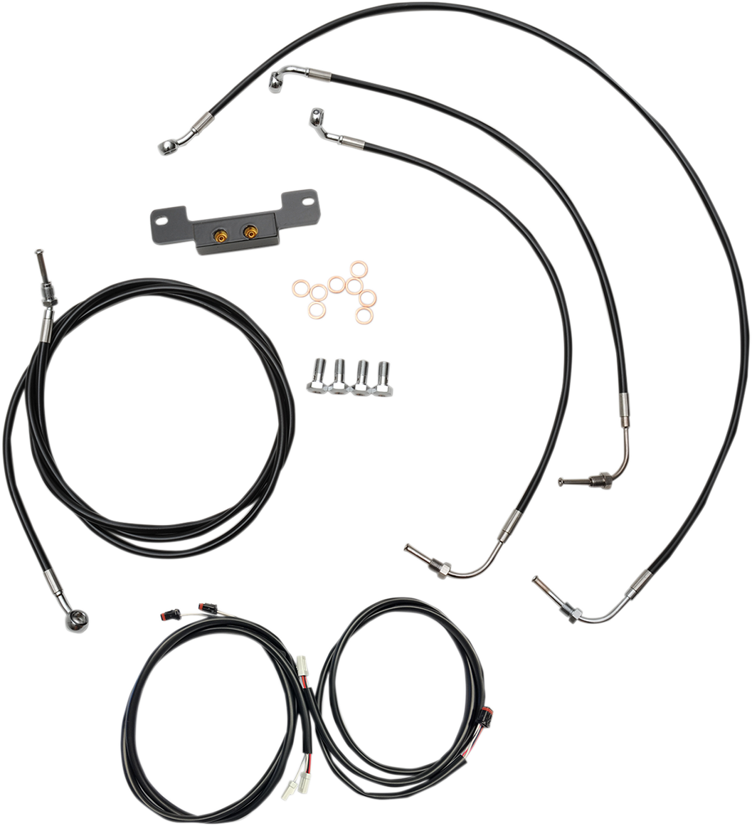 LA CHOPPERS Complete Plug-and-Play Cable Kit - 18" - 20" Handlebars - '17-'19 Touring - Black LA-8055KT3-19B