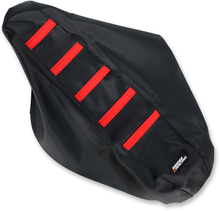 MOOSE OFFROAD Ribbed Seat Cover - Black Cover/Red Ribs - Honda CRF150R '07-'25 CRF15007-331RT