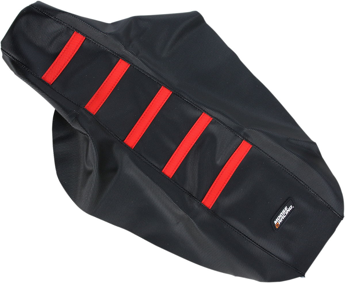 MOOSE OFFROAD Ribbed Seat Cover - Black Cover/Red Ribs - Honda CR80/85 '96-'07 CR8096-331RT