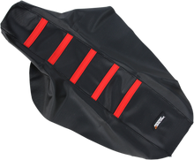 MOOSE OFFROAD Ribbed Seat Cover - Black Cover/Red Ribs - Honda CR80/85 '96-'07 CR8096-331RT